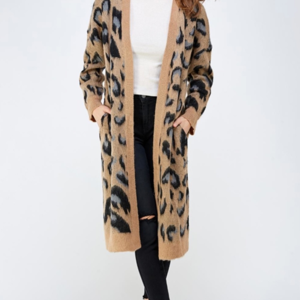 Long Animal Print Cardigan Duster
